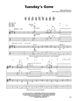 page one of Tuesday's Gone (Guitar Tab)