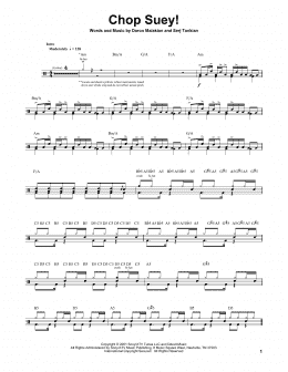 page one of Chop Suey! (Drums Transcription)