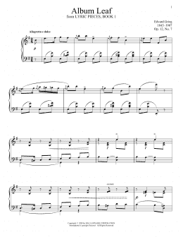 page one of Album Leaf, Op. 12, No. 7 (Piano Solo)