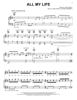 page one of All My Life (Piano, Vocal & Guitar Chords (Right-Hand Melody))