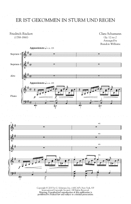 page one of Er Ist Gekommen In Sturm Und Regen (arr. Brandon Williams) (SSA Choir)