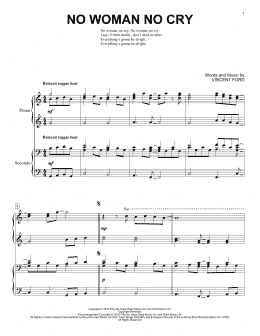 page one of No Woman No Cry (Piano Duet)