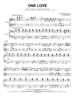 page one of One Love (Piano Duet)