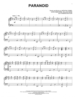 page one of Paranoid [Jazz version] (Piano Solo)