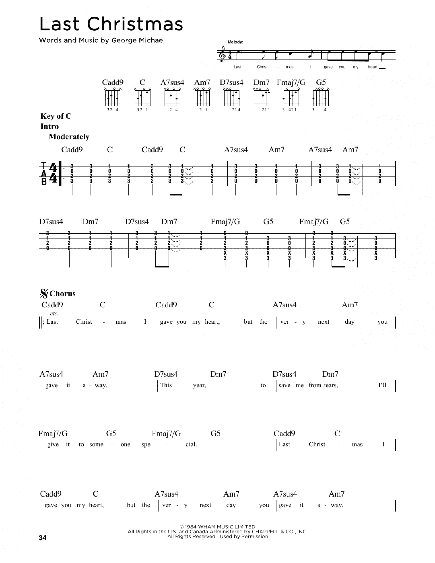 Last Christmas (Guitar Lead Sheet)