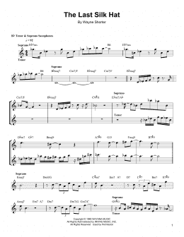 page one of The Last Silk Hat (Soprano Sax Transcription)