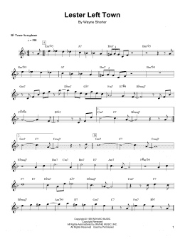 page one of Lester Left Town (Tenor Sax Transcription)