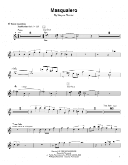 page one of Masqualero (Tenor Sax Transcription)