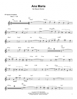 page one of Ana Maria (Soprano Sax Transcription)