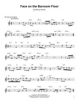 page one of Face On The Barroom Floor (Soprano Sax Transcription)