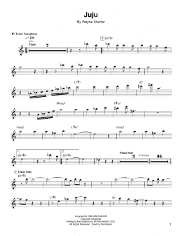 page one of Juju (Tenor Sax Transcription)