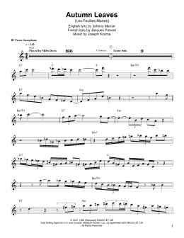 page one of Autumn Leaves (Tenor Sax Transcription)