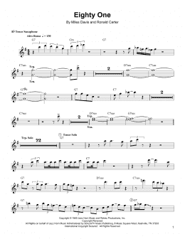 page one of Eighty One (Tenor Sax Transcription)