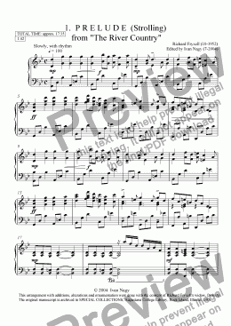 page one of THE RIVER COUNTRY:  ...Complete, 5 movements.... for piano
