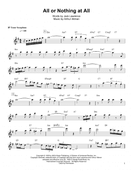 page one of All Or Nothing At All (Tenor Sax Transcription)
