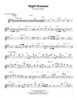 page one of Night Dreamer (Tenor Sax Transcription)