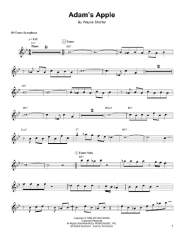 page one of Adam's Apple (Tenor Sax Transcription)
