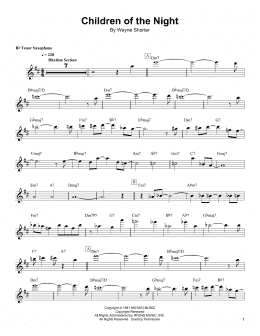 page one of Children Of The Night (Tenor Sax Transcription)