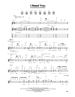 page one of I Need You (Guitar Tab)