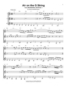 page one of Air On The G String (Guitar Ensemble)