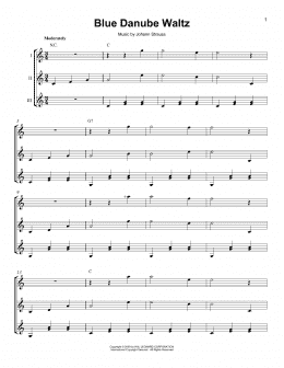 page one of Blue Danube Waltz (Guitar Ensemble)