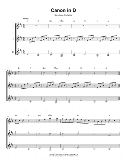 page one of Canon In D (Guitar Ensemble)