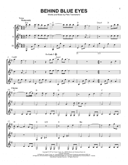 page one of Behind Blue Eyes (Guitar Ensemble)