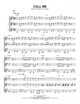page one of Call Me (Guitar Ensemble)