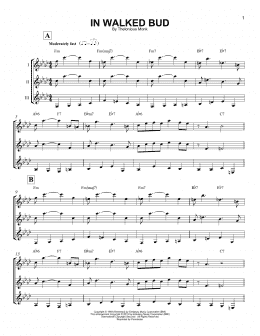 page one of In Walked Bud (Guitar Ensemble)