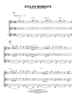 page one of Stolen Moments (Guitar Ensemble)
