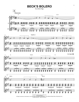 page one of Beck's Bolero (Guitar Ensemble)