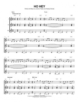 page one of Ho Hey (Guitar Ensemble)