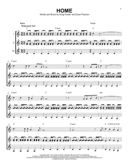 page one of Home (Guitar Ensemble)
