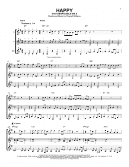 page one of Happy (Guitar Ensemble)