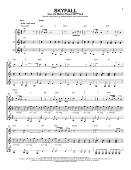 page one of Skyfall (Guitar Ensemble)