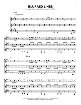 page one of Blurred Lines (Guitar Ensemble)