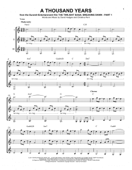 page one of A Thousand Years (Guitar Ensemble)