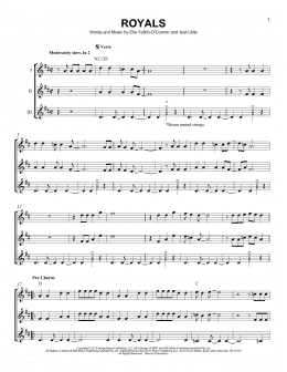 page one of Royals (Guitar Ensemble)
