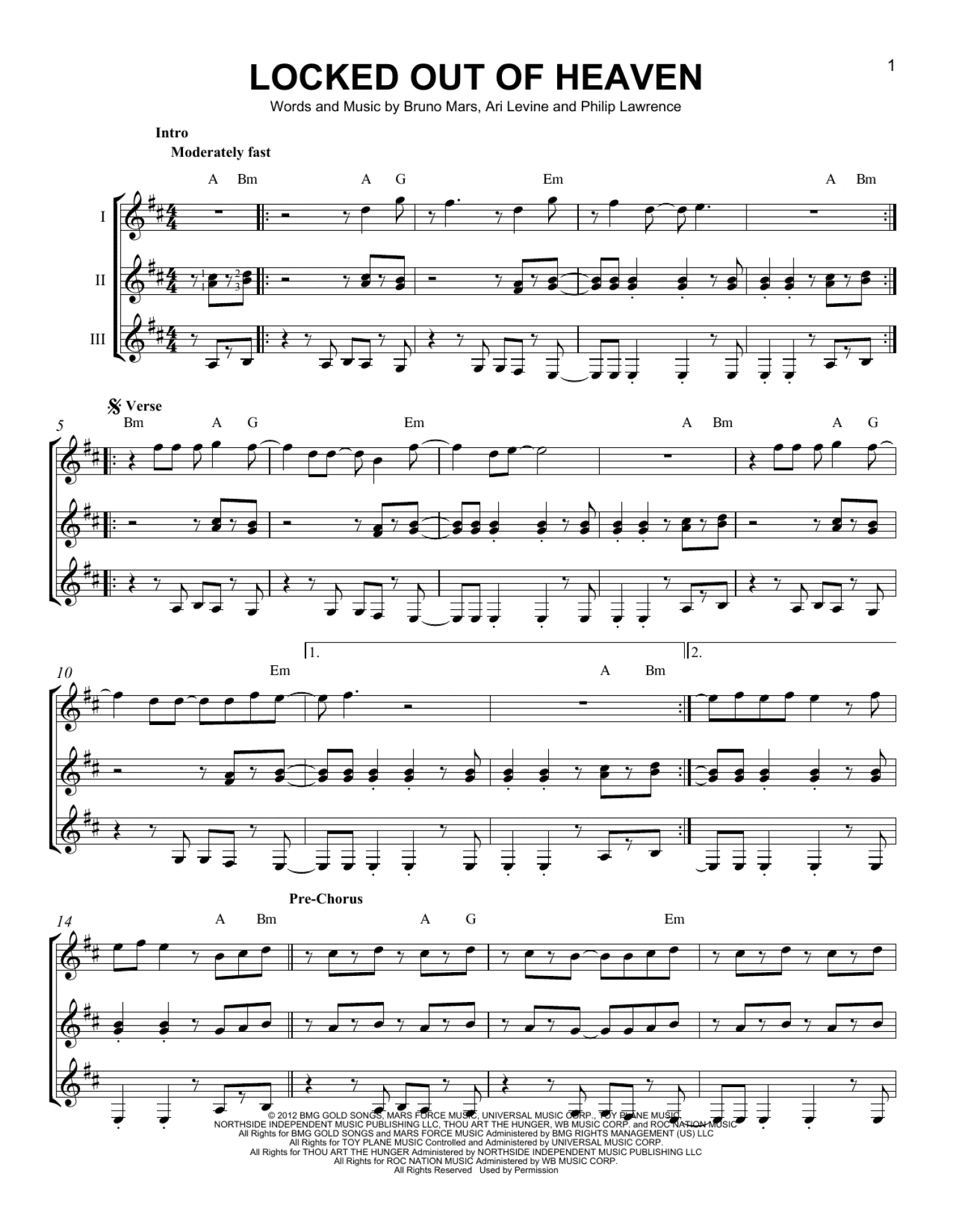 Locked Out Of Heaven (Guitar Ensemble)