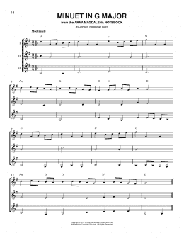 page one of Minuet In G (Guitar Ensemble)