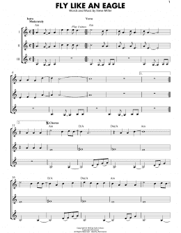 page one of Fly Like An Eagle (Guitar Ensemble)