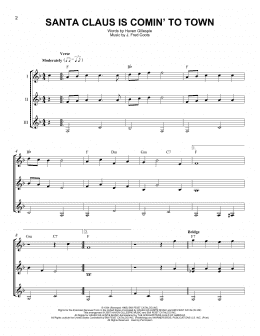 page one of Santa Claus Is Comin' To Town (Guitar Ensemble)