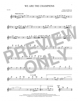 page one of We Are The Champions (Flute Solo)