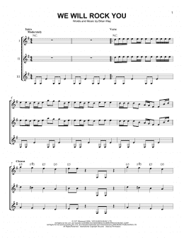 page one of We Will Rock You (Guitar Ensemble)