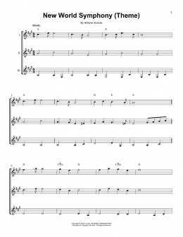 page one of New World Symphony (Theme) (Guitar Ensemble)