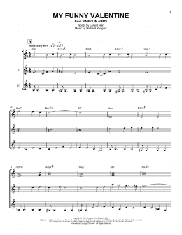 page one of My Funny Valentine (Guitar Ensemble)