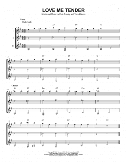 page one of Love Me Tender (Guitar Ensemble)