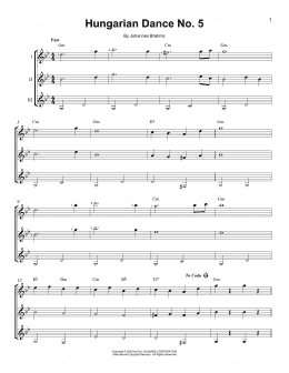 page one of Hungarian Dance No. 5 (Guitar Ensemble)