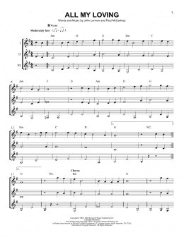 page one of All My Loving (Guitar Ensemble)