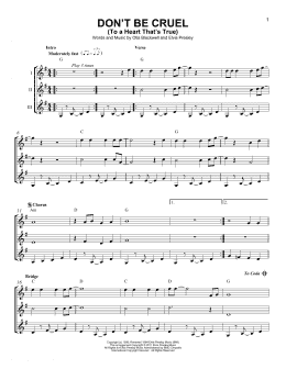 page one of Don't Be Cruel (To A Heart That's True) (Guitar Ensemble)